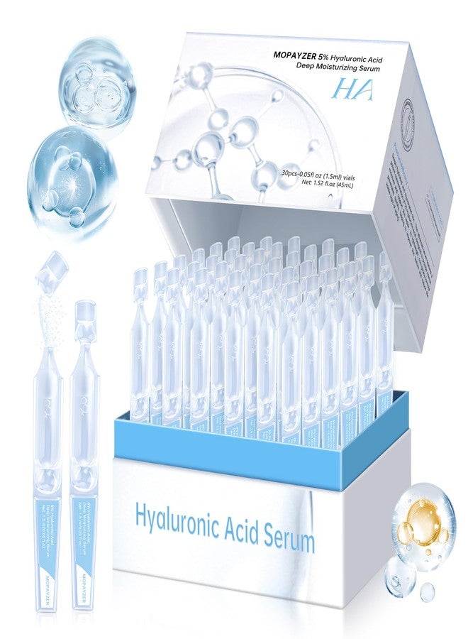 mopayzer 30 Pcs 5% Hyaluronic Acid Serum Ultra-Hydrating Vials, Hyaluronic Acid Tubes, Wake Nature Perfection Hylunaric Acid Serum, Single-Use Ultra-Hydrating Essence for Face - Image 1